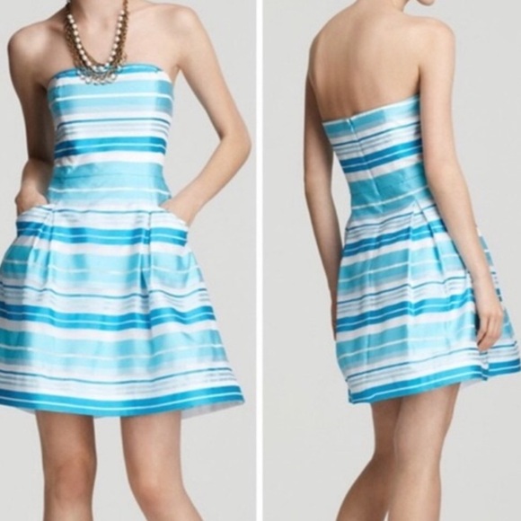 Lilly Pulitzer Dresses & Skirts - Lilly Pulitzer Boue Turquoise Silk Strapless Mini Short Dress Womens Size 6